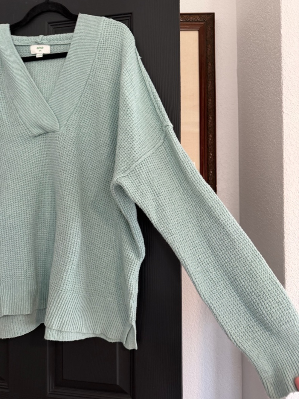 aerie Cozy Up Waffle Knit Hooded Sweater - Picture 4 of 9